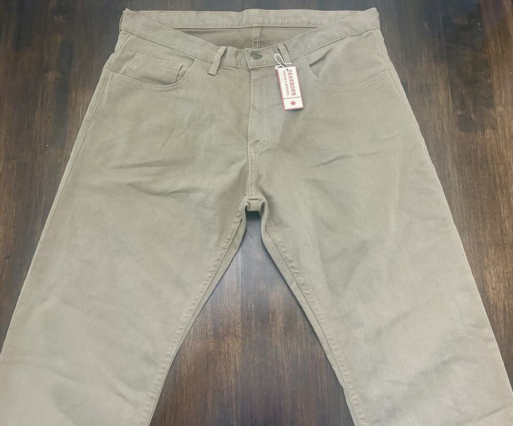 Dearborn Denim Jeans 34 X 32 Slim Fit Stretch Straight Made USA Khaki Pants NWT